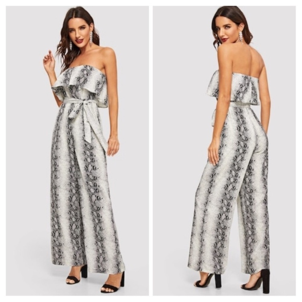 Poly Snakeskin Tube Jumpsuit - Picture 3 of 8